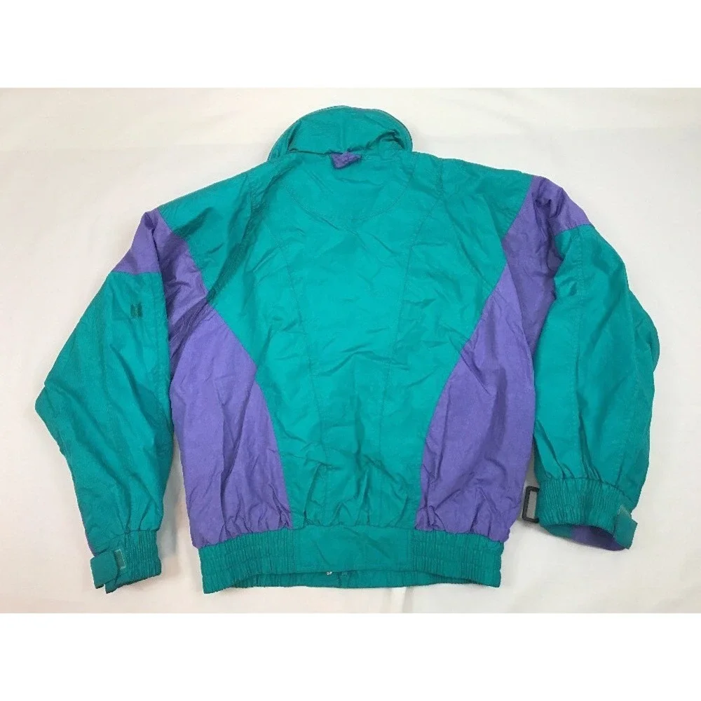 Couloir Ski Jacket Coat Vintage Womens Size 10 Green Purple Hidden Hood‎